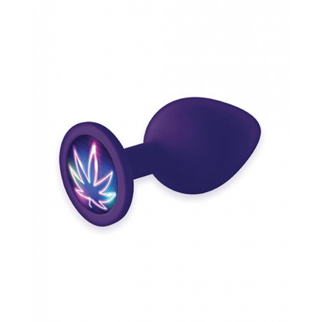 The 9's Booty Talk Neon Leaf Silicone Butt Plug - Blue