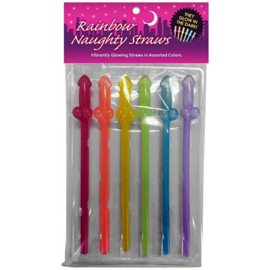 Glow In The Dark Rainbow Naughty Straws