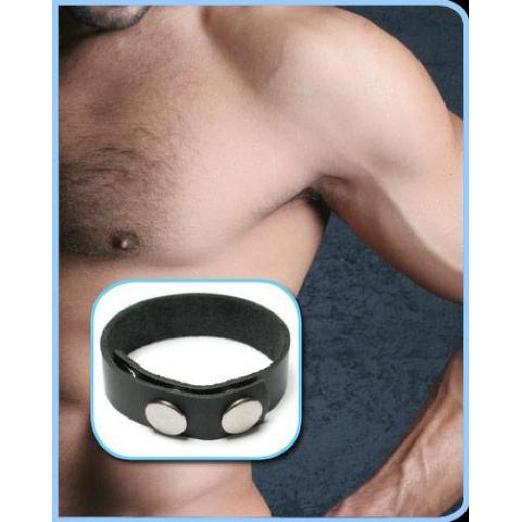 3 Snap Leather Cock Ring - Black