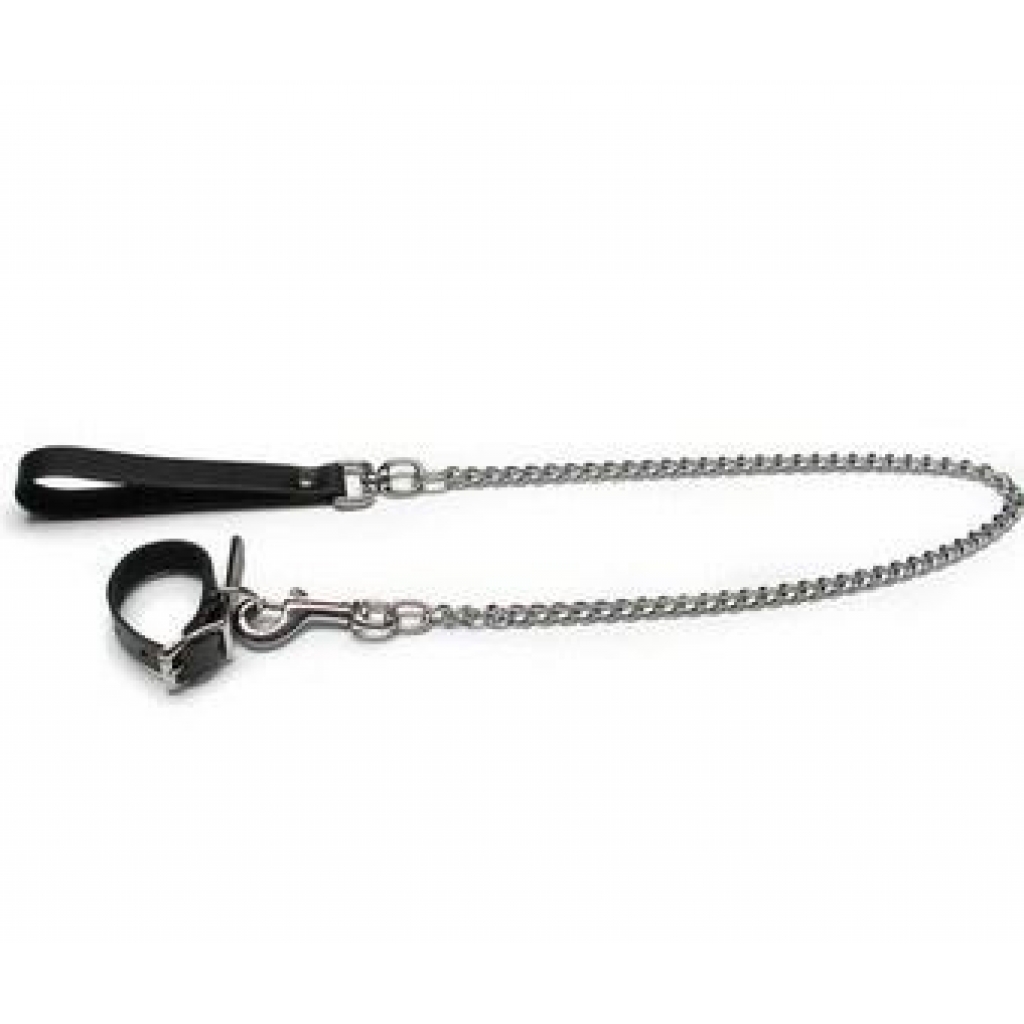 Buckling Cockring and Chain Leash Set - Black