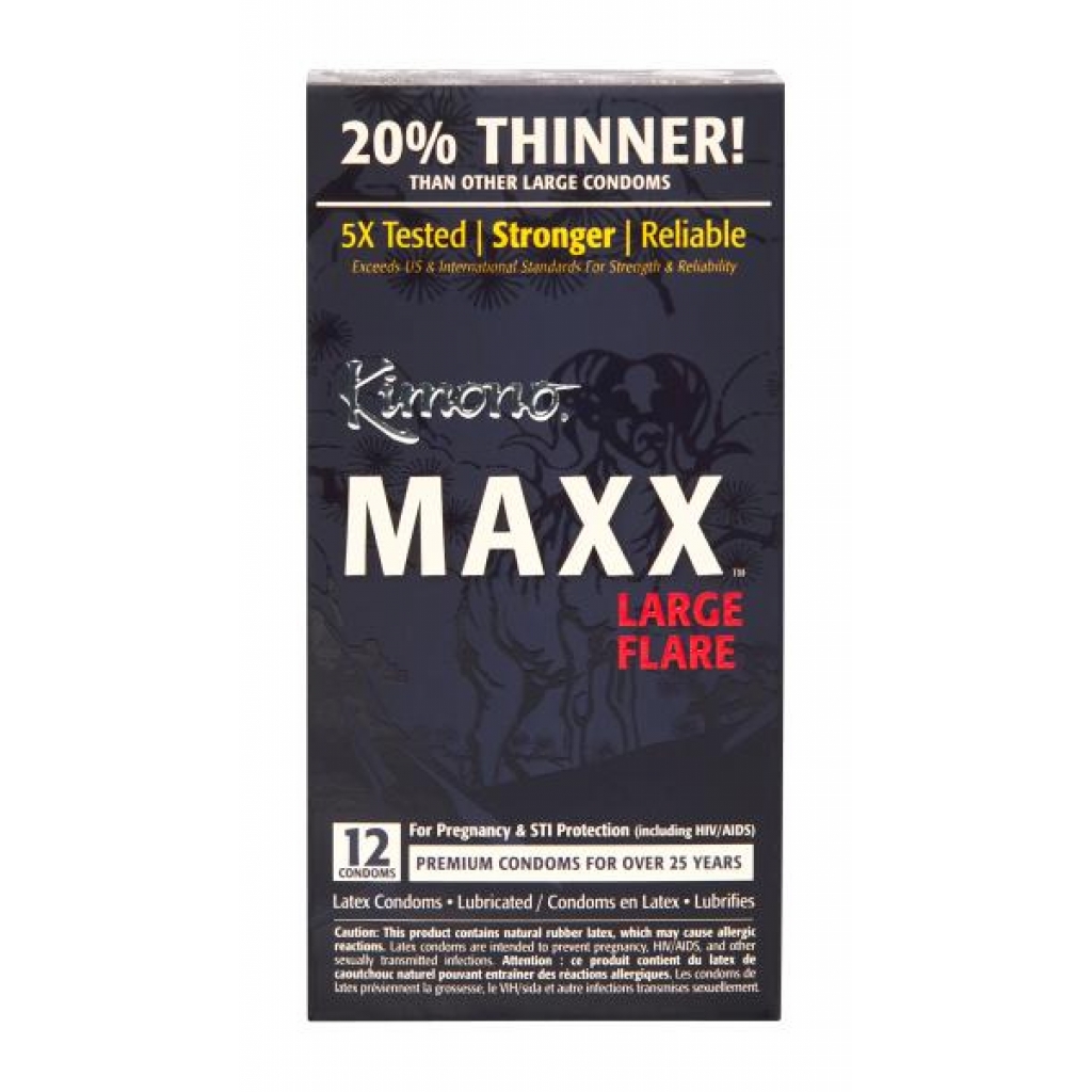 Kimono Maxx Large Flare Condoms - 12 Pack Clear