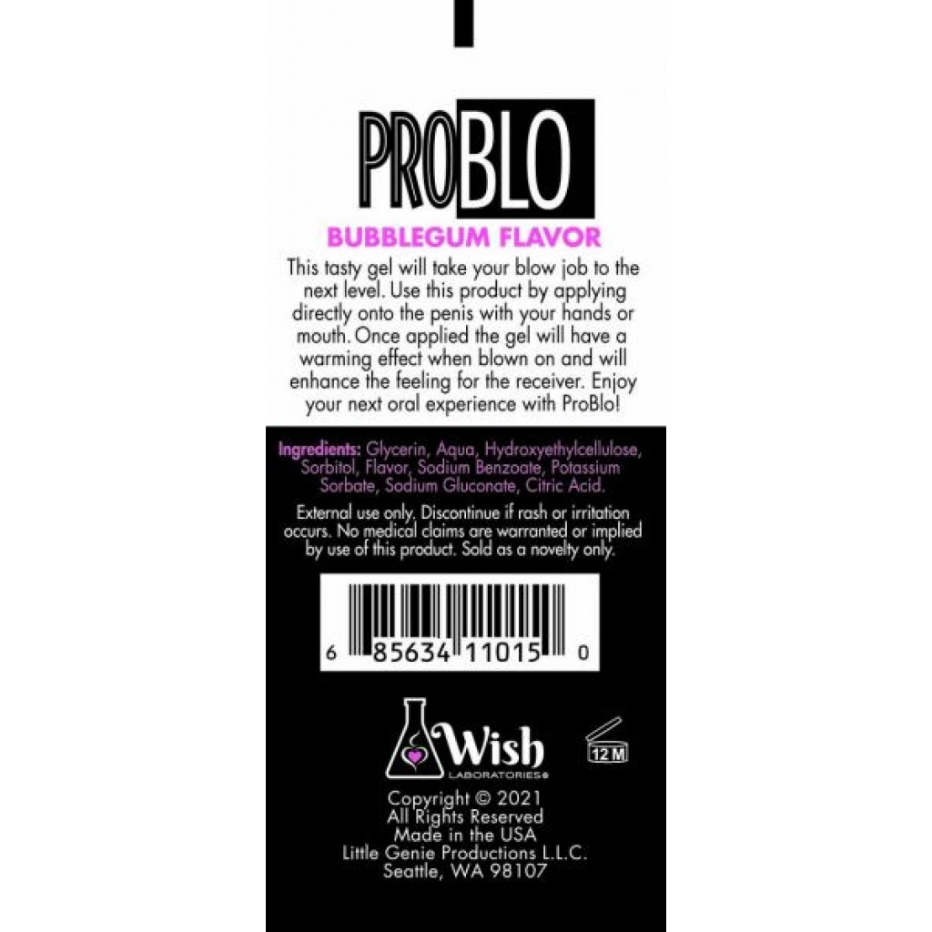 Problo Oral Pleasure Gel - Bubblegum Flavor, 1.5 Oz