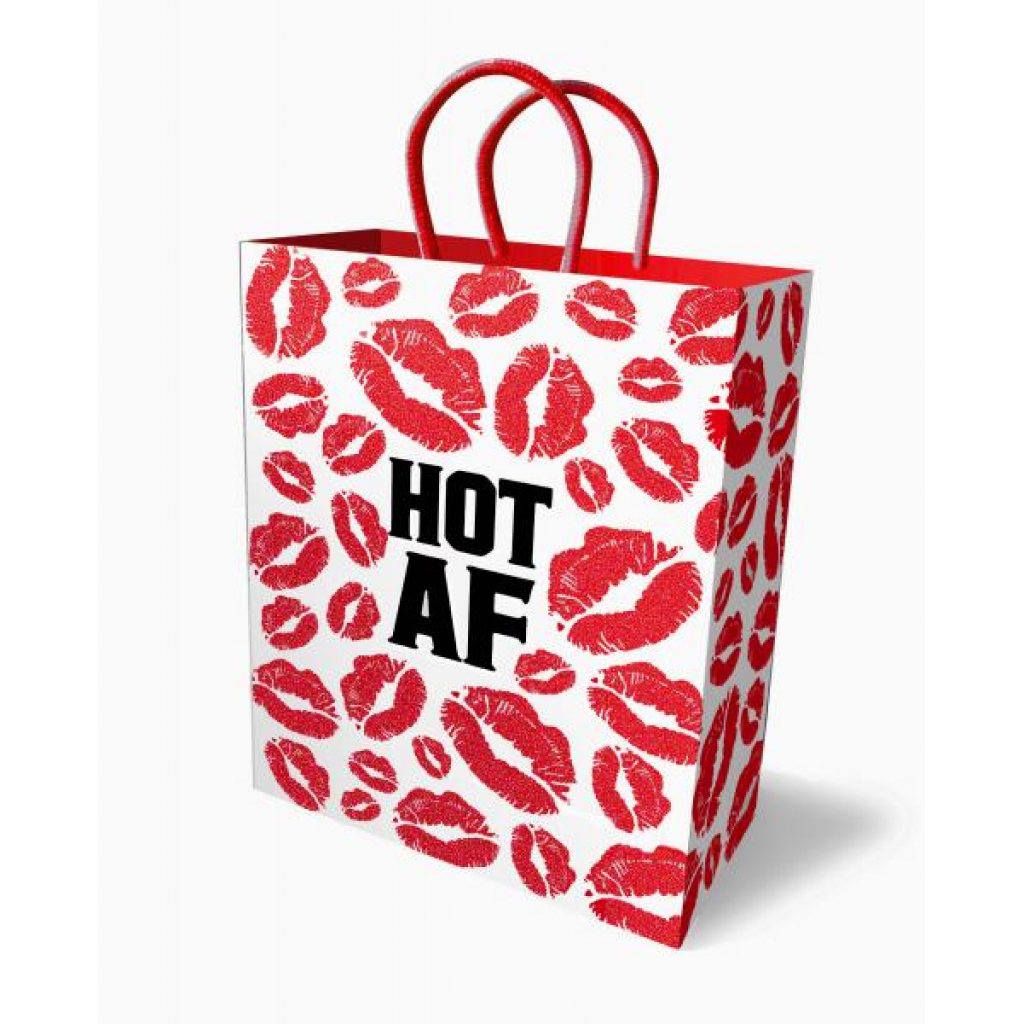 Hot AF Gift Bag - White with Red Kisses