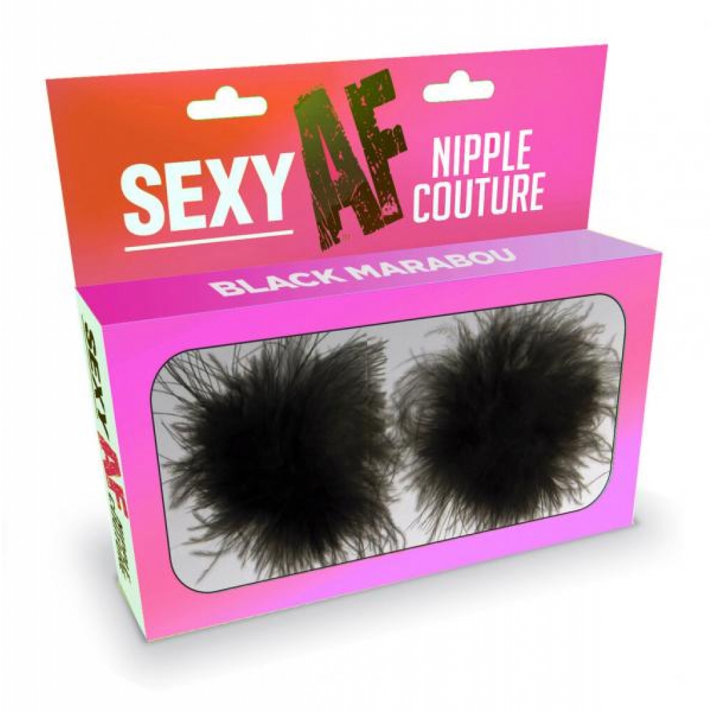 Sexy AF Black Marabou Nipple Covers: Reusable Confidence Boosters