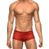 Male Power Mini Shorts Stretch Lace - Medium Red