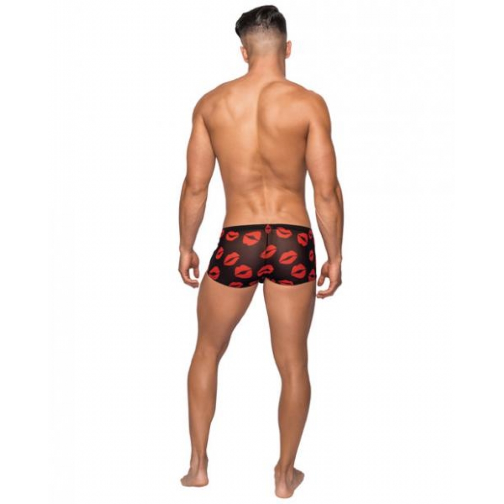 Mini Shorts Sheer Lips - Black XL Red