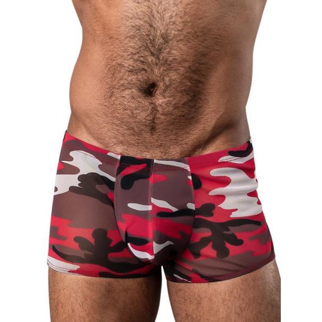 Male Power Cumouflage Mini Shorts - Medium Red