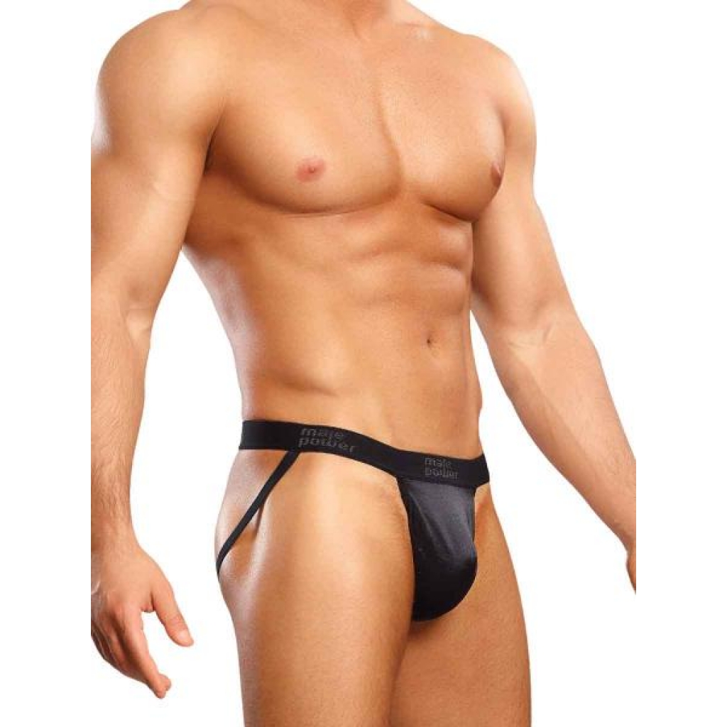 Male Power Jock Strap - Satin Lycra Black L/XL