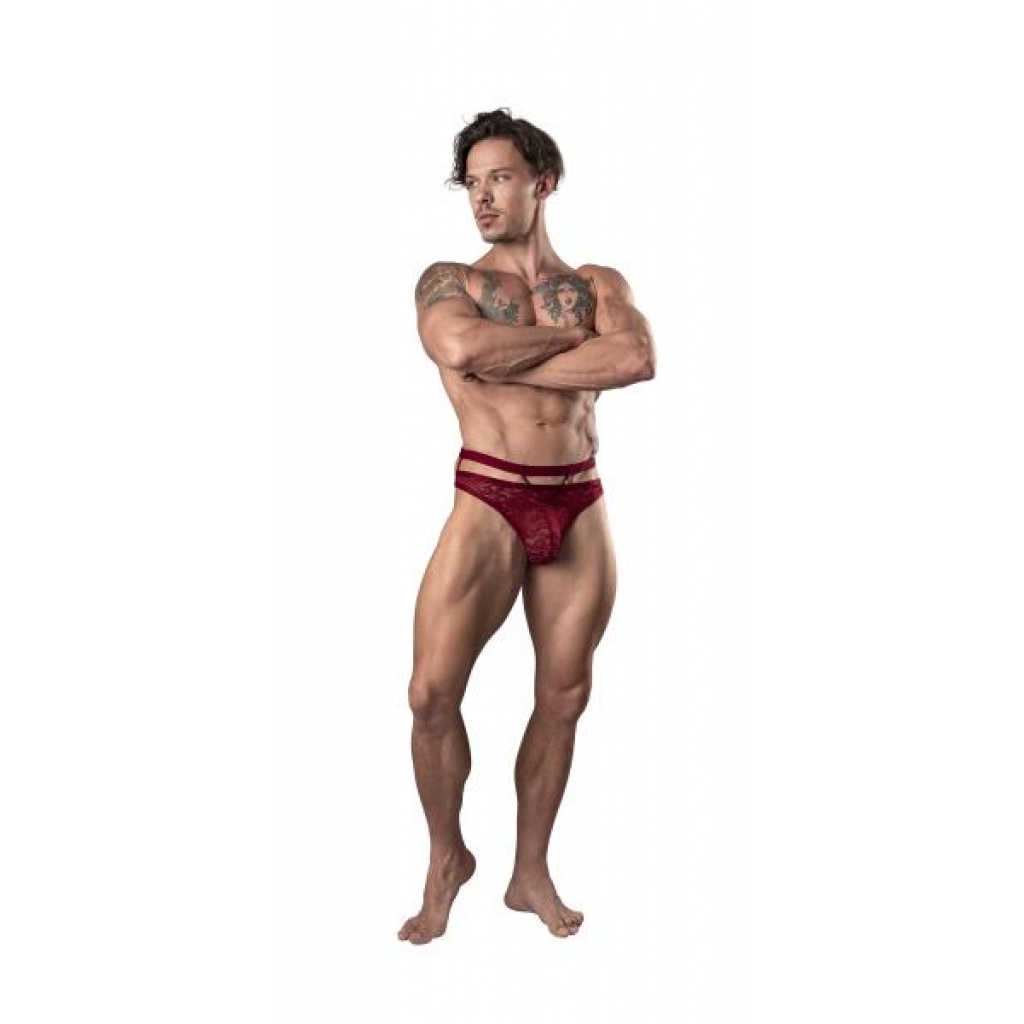 Lucifer Cutout Thong - Burgundy L/XL