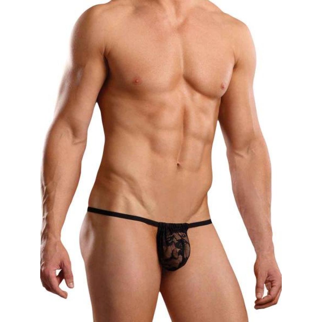 Male Power Posing Strap – Stretch Lace Black