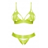 Strap Tease Bra & Crotchless Panty - Neon Yellow - 2XL