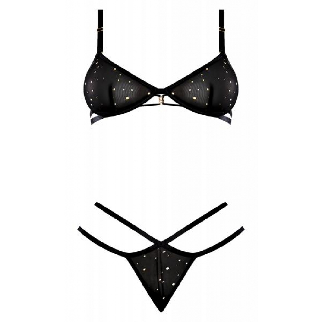 Glitz & Glam Bra & Thong Set Black L/XL