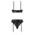 Ooh La Lace Demi Bra, Garter & Tanga Set - Black (2XL)