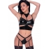 Club Candy Bra Harness & Panty Set - Black L/XL