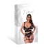 Liquid Onyx Cut Out Bra, Panty & Stirrup Garter - Black 2XL