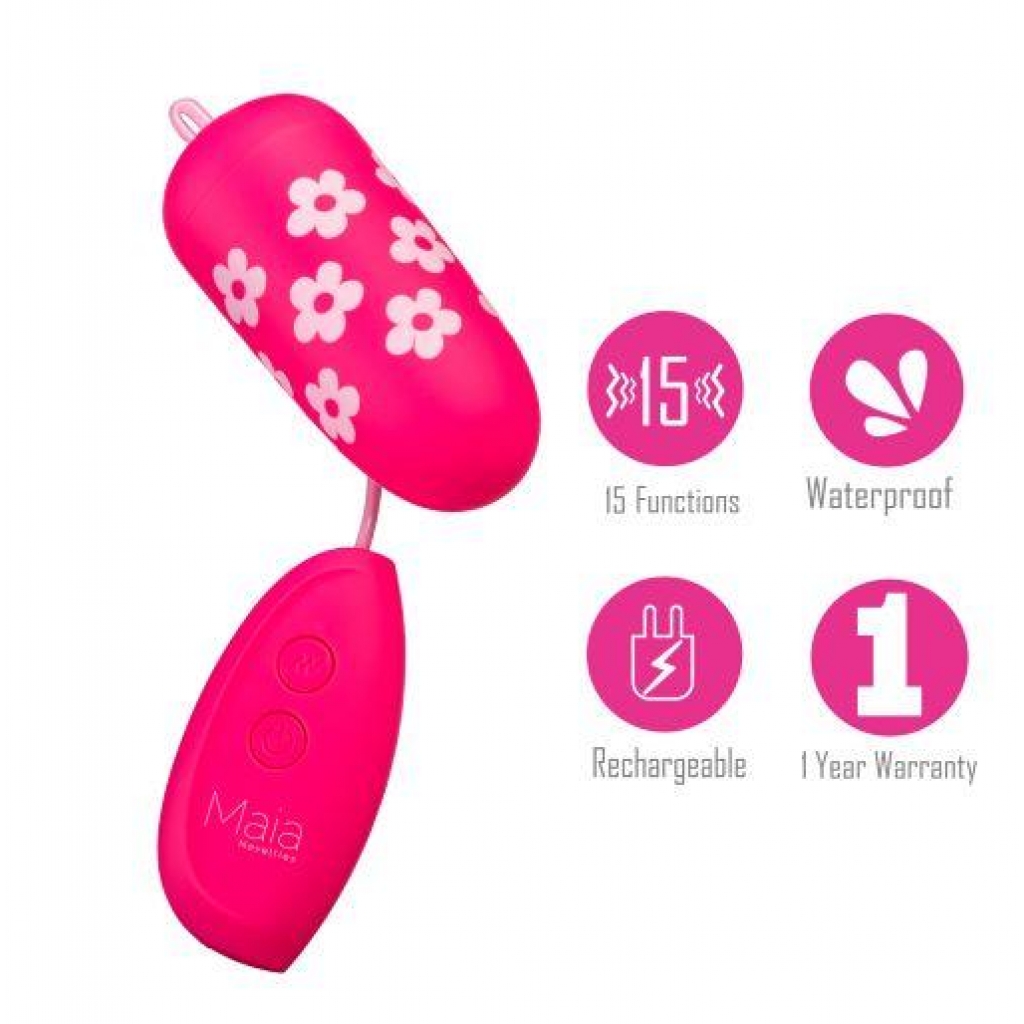 Rosie Rechargeable Wired Egg Vibrator - Flower Pattern Pink