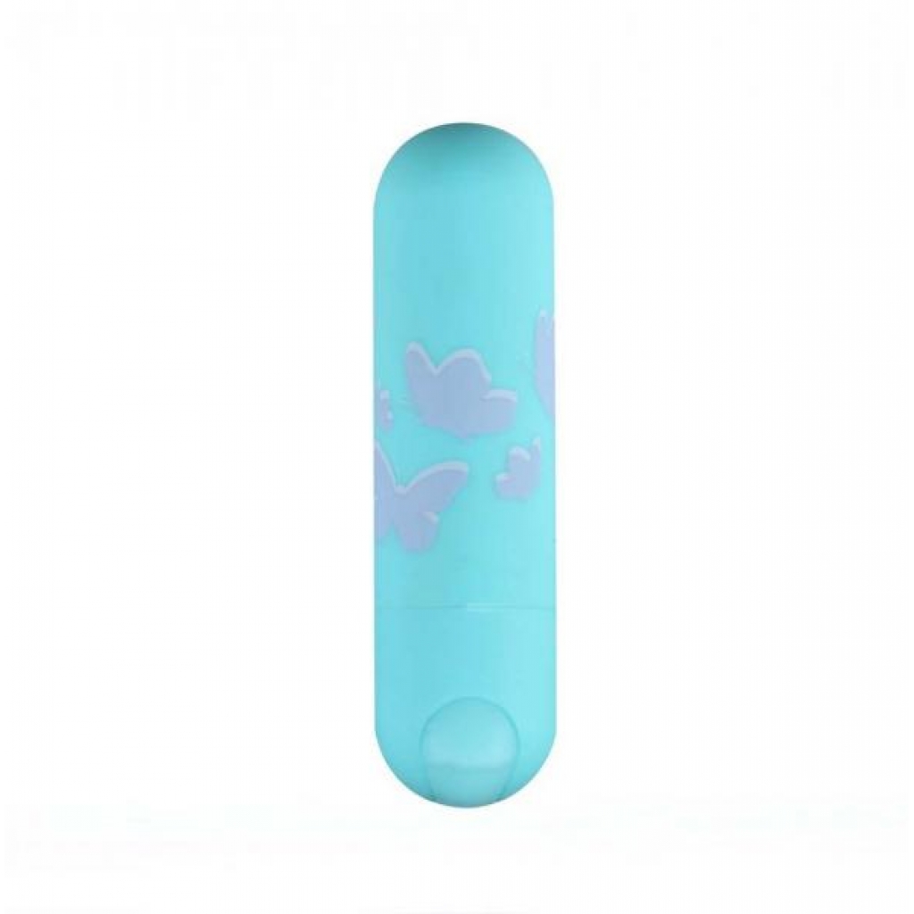 Julia Jessie Butterfly Pattern Rechargeable Mini Bullet - Blue