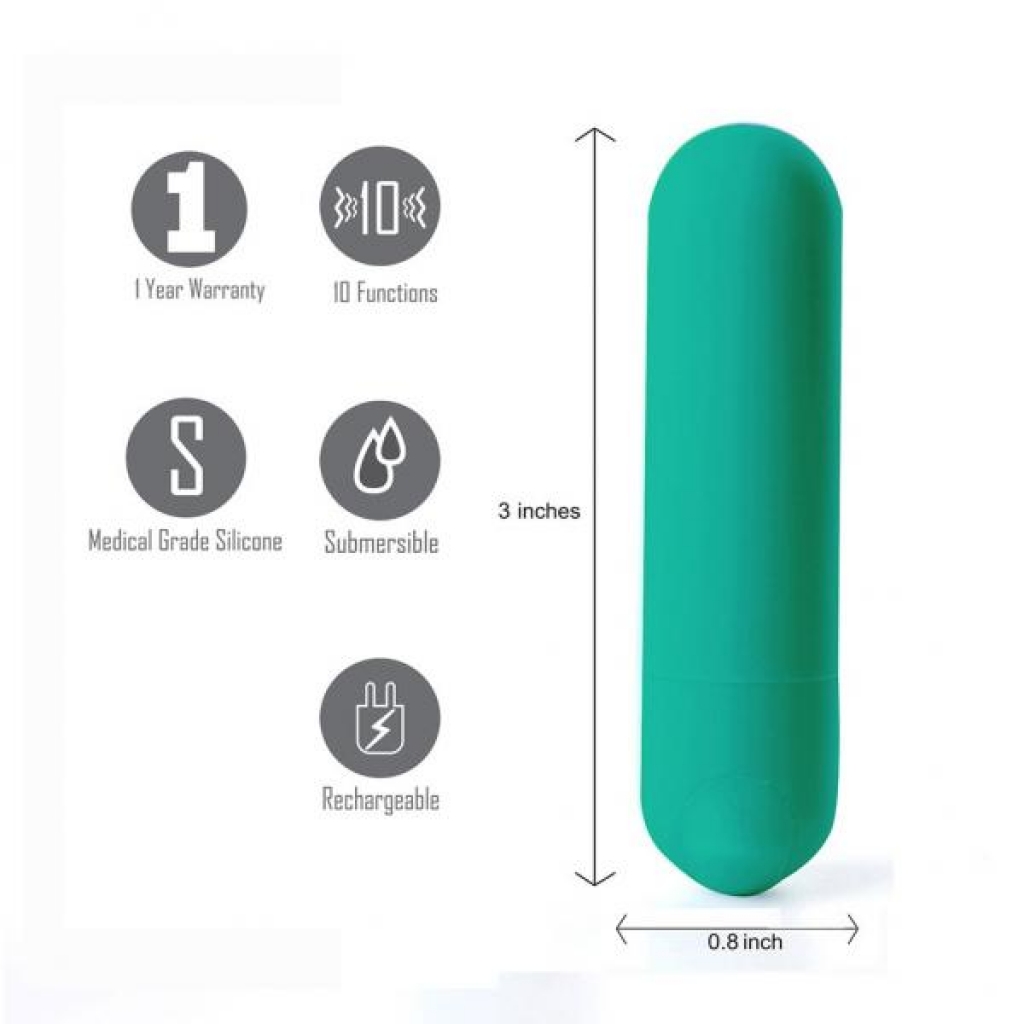 Jessi Mini Bullet Vibrator: Rechargeable Emerald Green