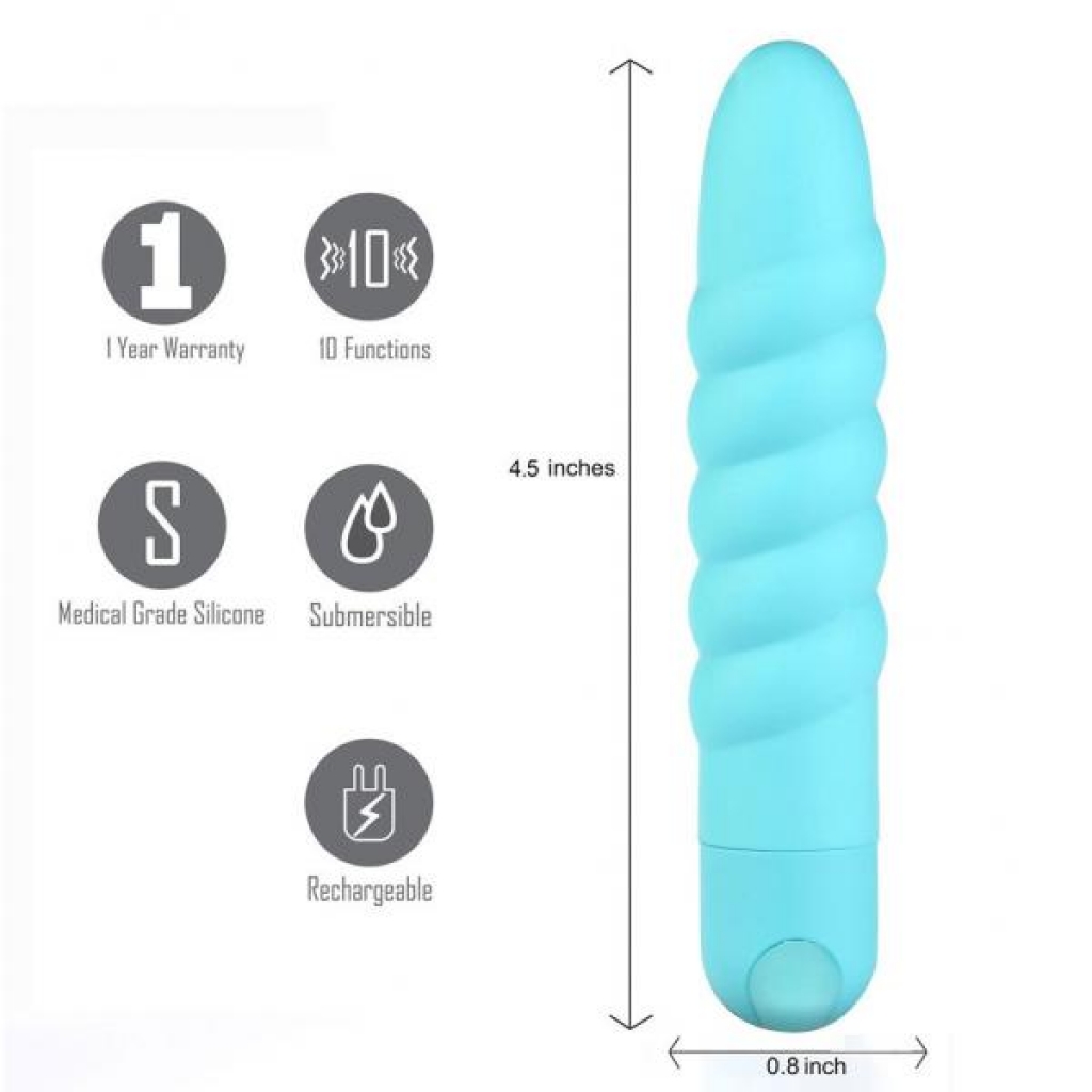 Lola Rechargeable Twisty Bullet Vibrator - Teal Blue