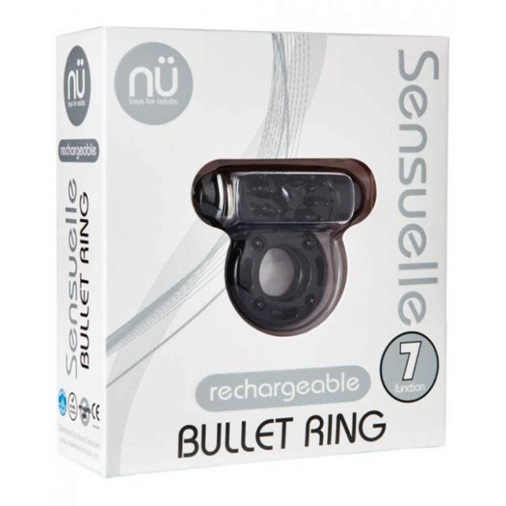 Sensuelle Bullet Ring - 7 Function Cock Ring, Black