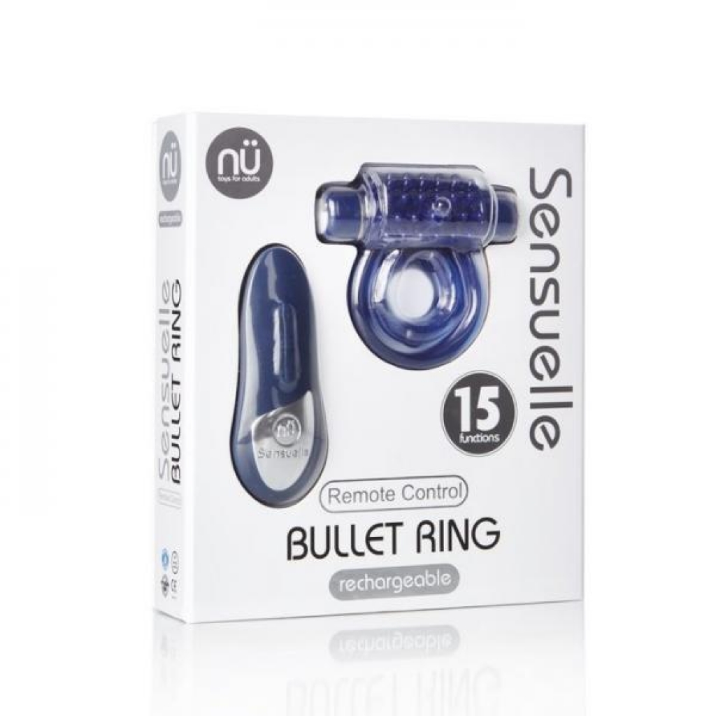 Sensuelle Remote Control Rechargeable Bullet Ring - Blue