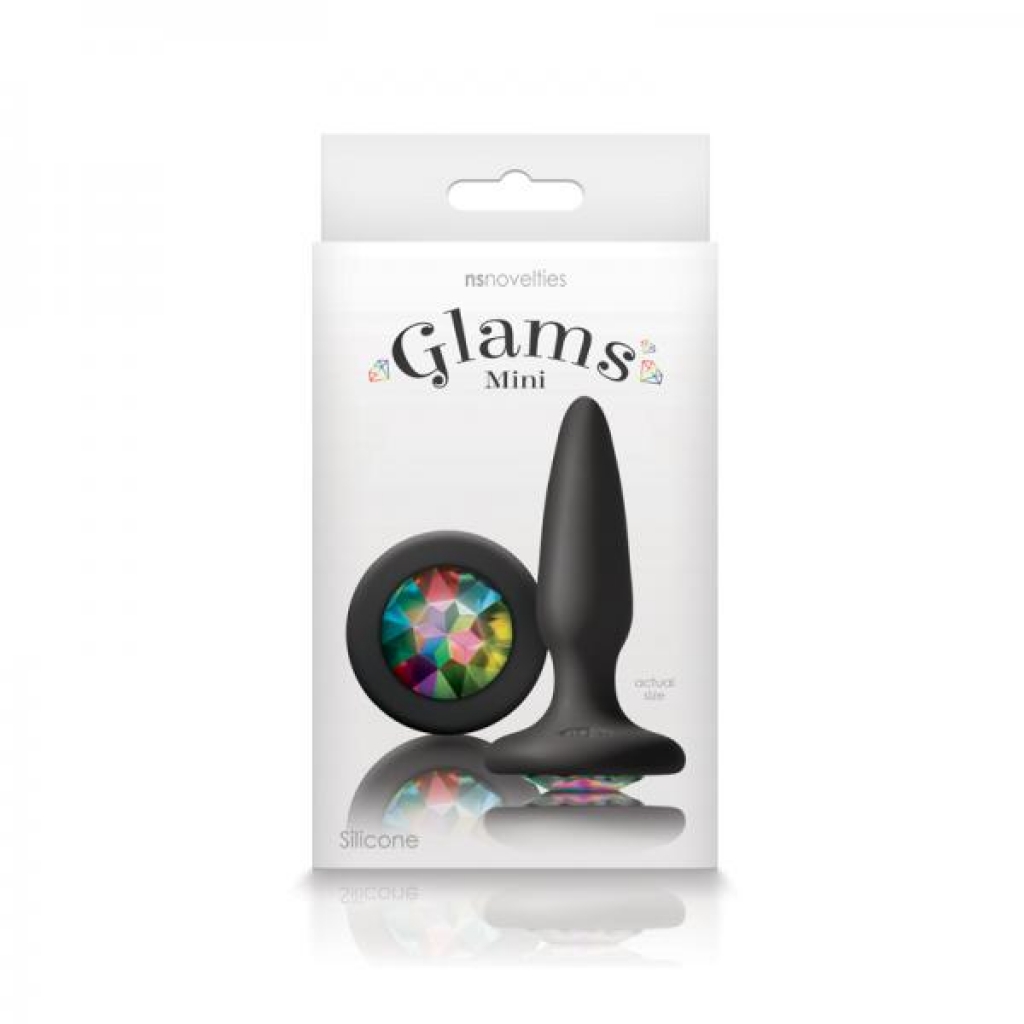 Glams Mini Butt Plug with Rainbow Gem - Black