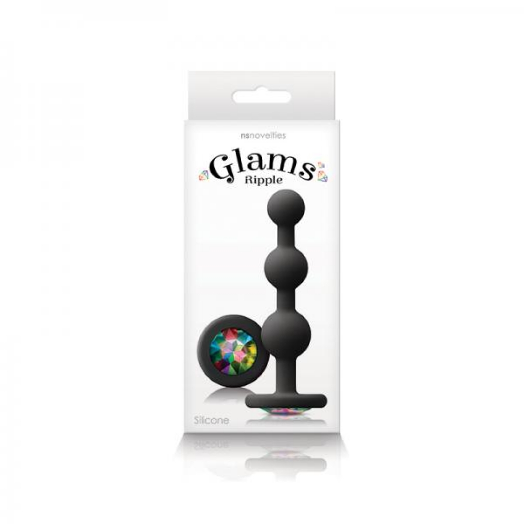 Glam Ripple Rainbow Gem Black Silicone Plug