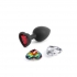 Premium Silicone Heart Gemstone Small Butt Plug – Black