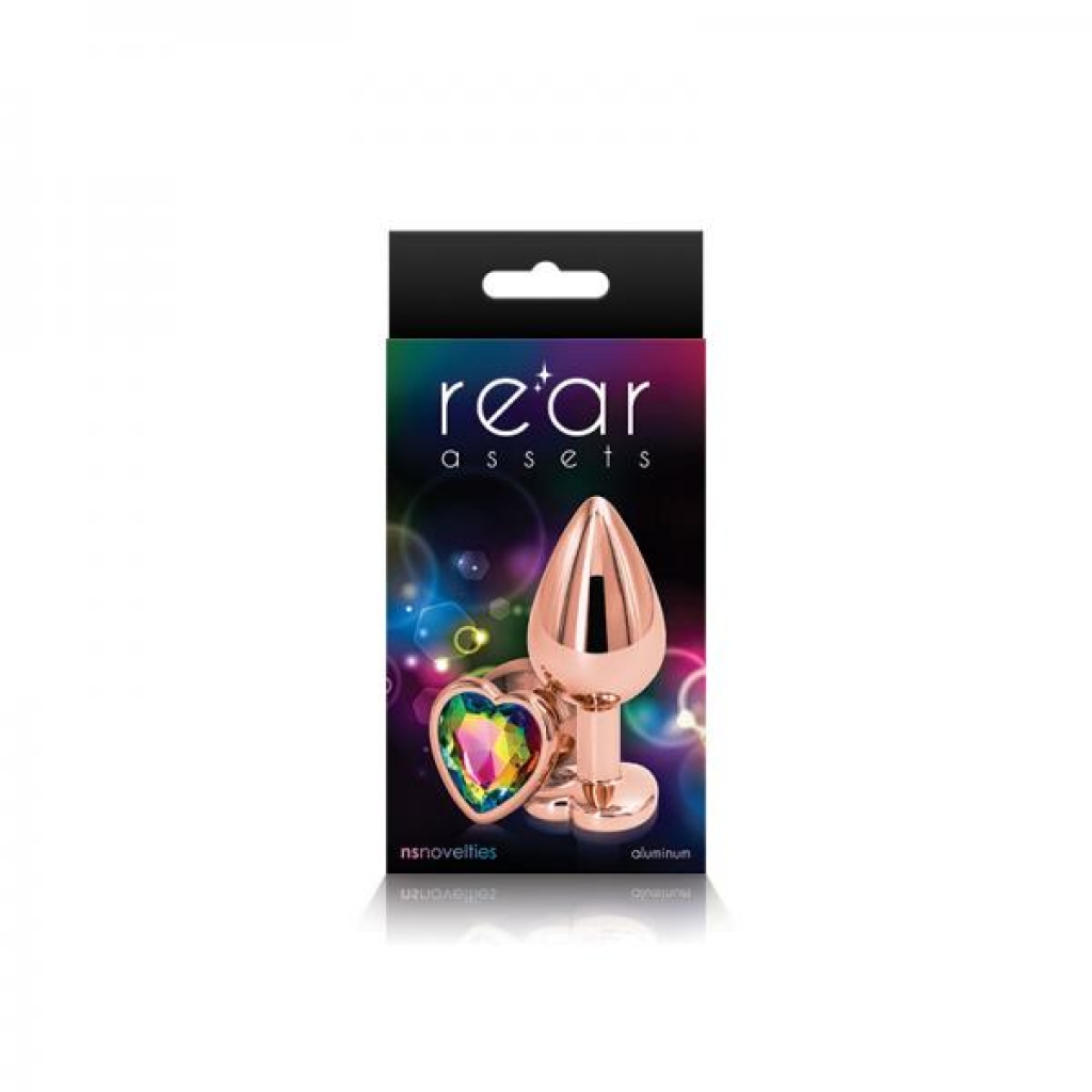 Rear Assets Rose Gold Heart Medium Rainbow Butt Plug