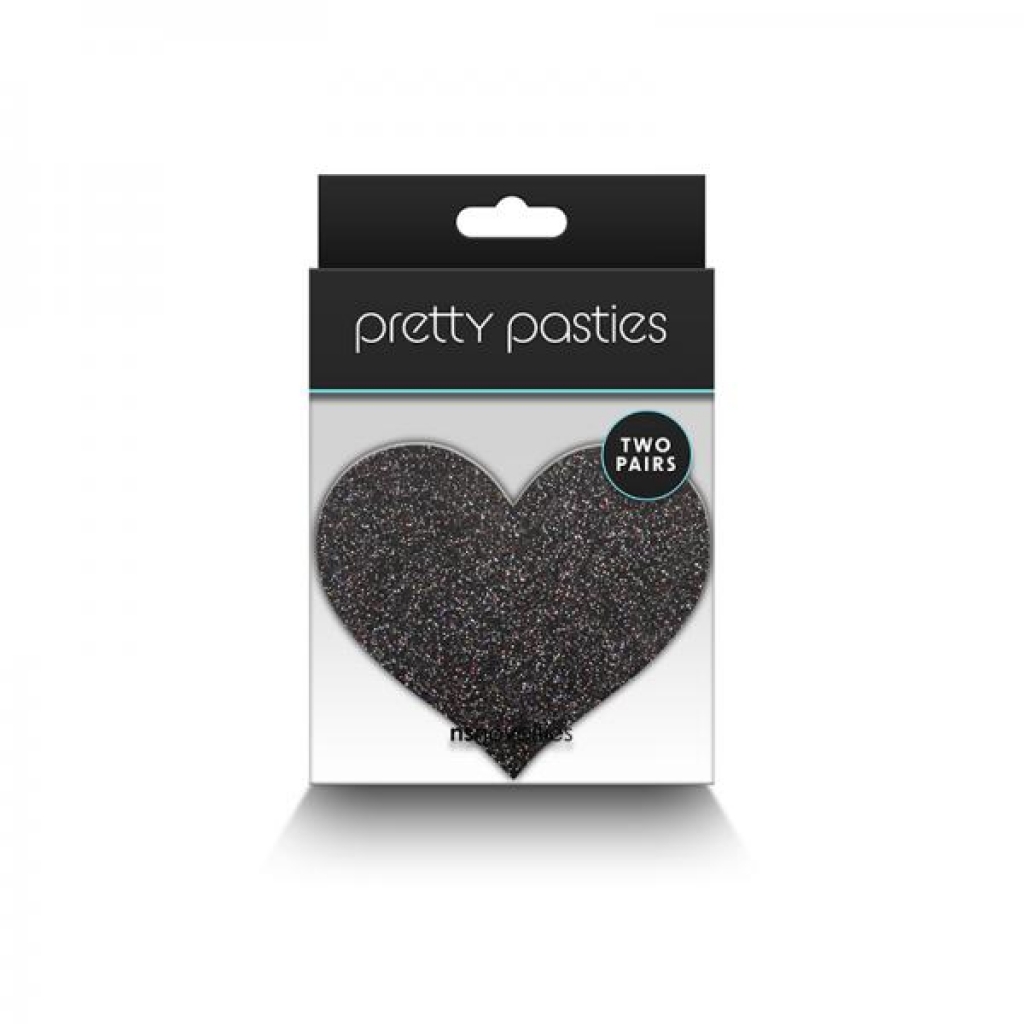 Pretty Pasties Glitter Hearts - Black/Gold (2 Pairs)