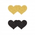 Pretty Pasties Glitter Hearts - Black/Gold (2 Pairs)