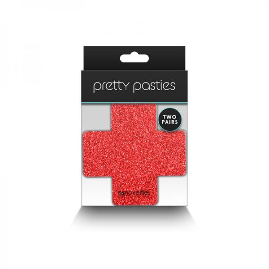 Pretty Pasties Glitter Cross - Red/Silver