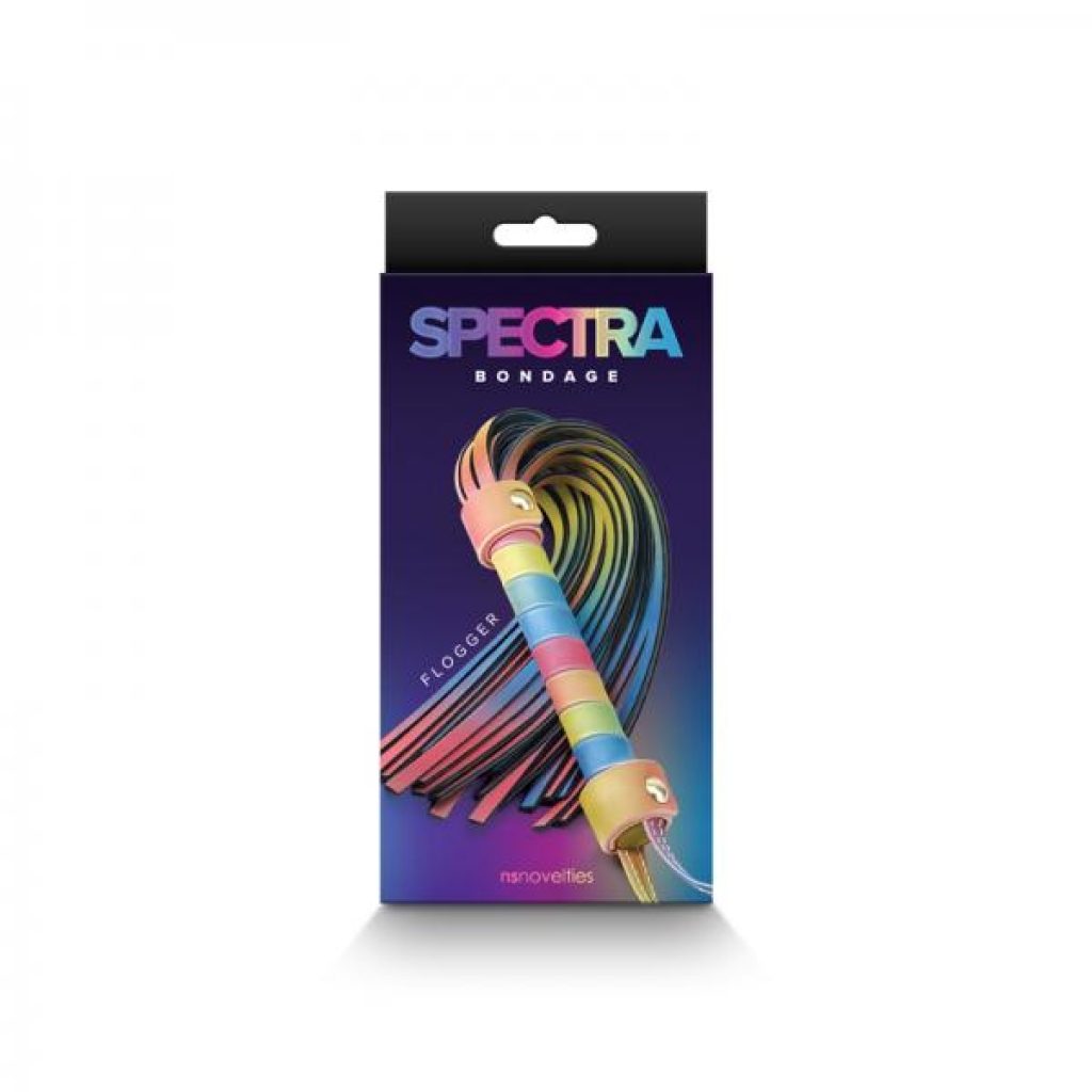 Spectra Bondage Flogger - Vibrant Rainbow Design for BDSM Play