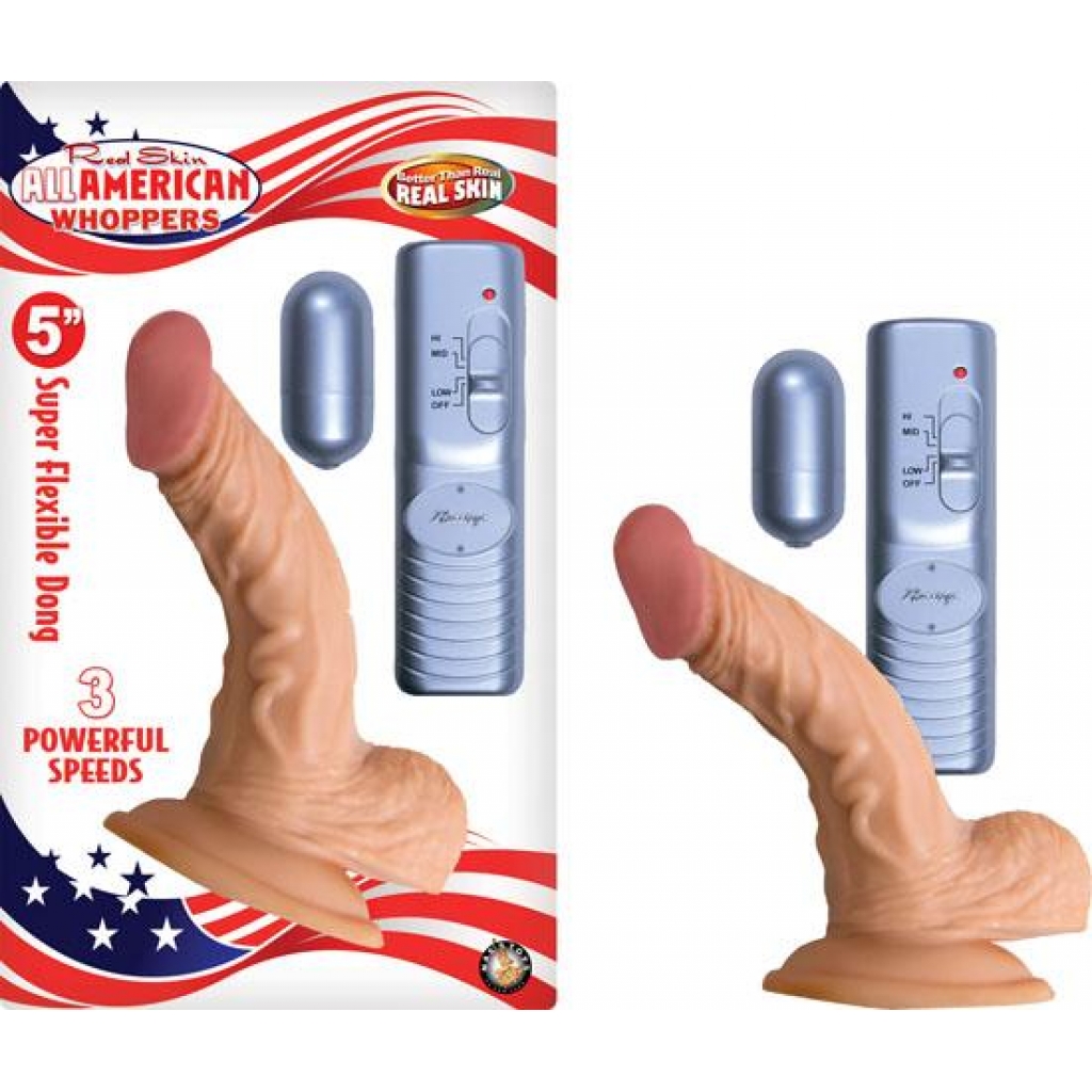 All American Whopper 5 Inch Vibrating Dildo - Beige