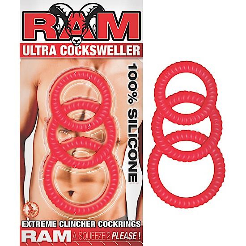 Ultra Cocksweller Silicone Cock Rings - Red