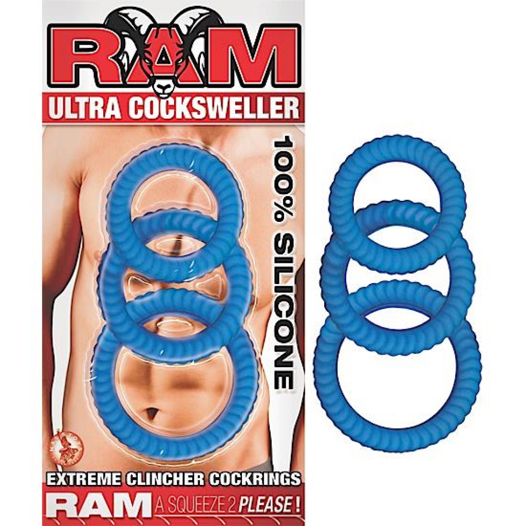 Ram Ultra Cocksweller Silicone C Rings Blue