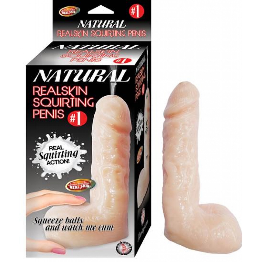 Natural Realskin Squirting Penis 01 - 6 inches Dildo Beige