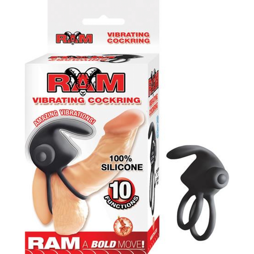 Ram Vibrating Cock Ring - Powerful Black Vibration