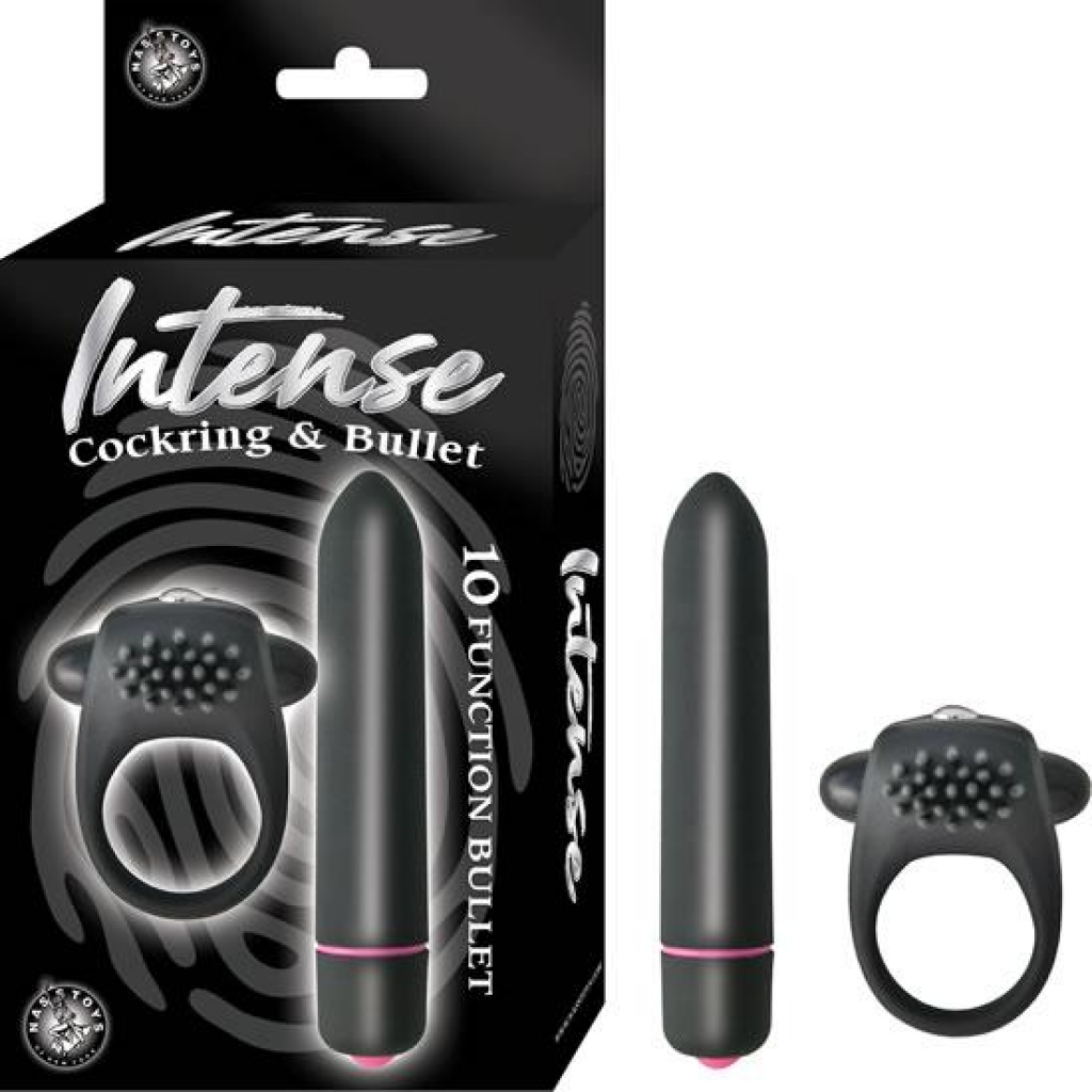 Intense Cockring & Bullet Vibrator - Discreet Black