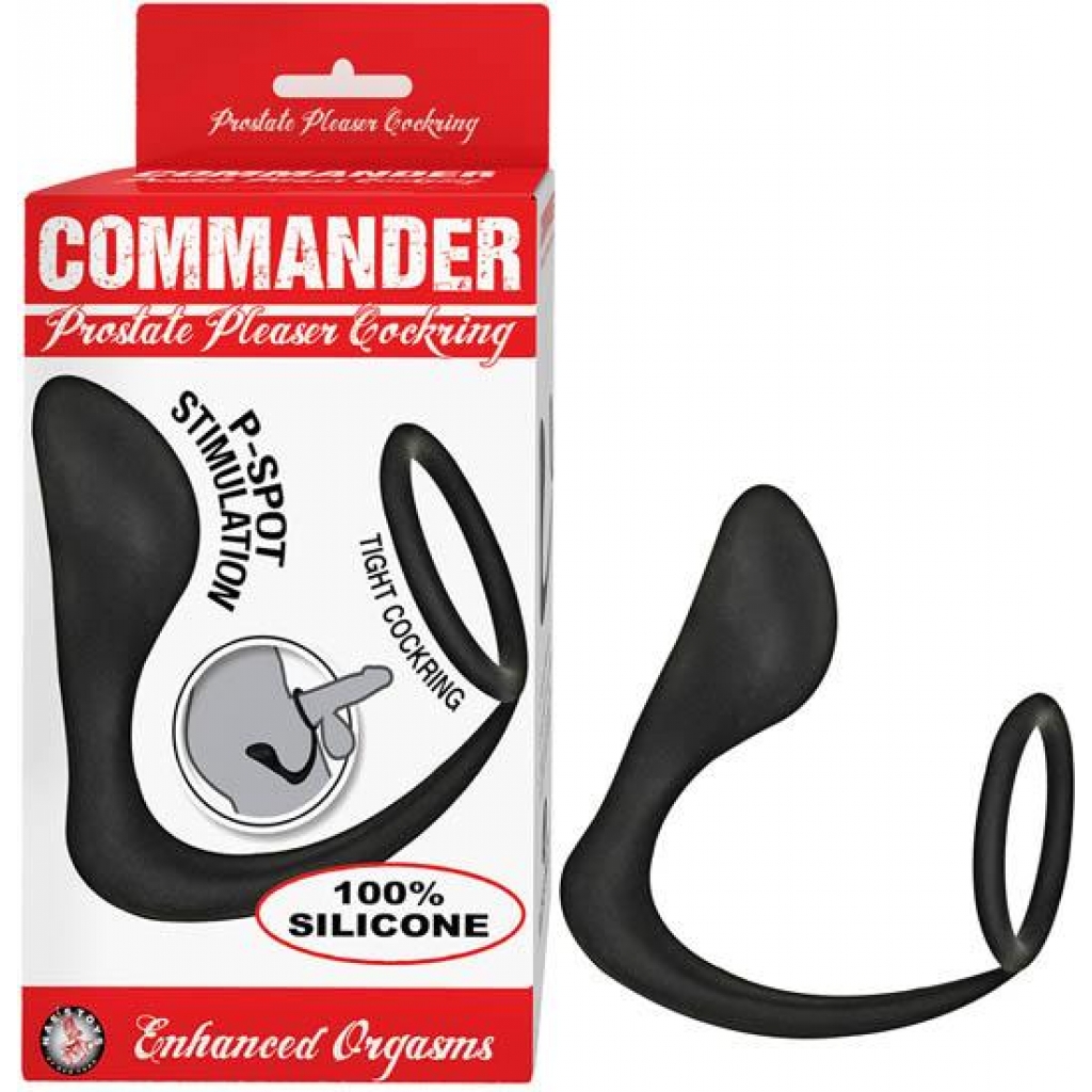 Commander Prostate Pleaser Cockring - Black