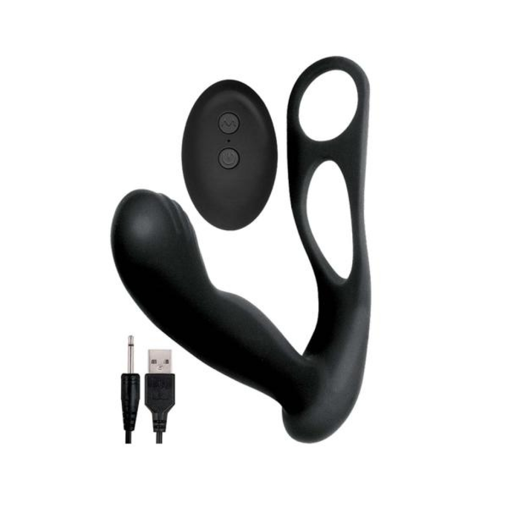 Butts Up Prostate Massager with Scrotum & Cock Ring - Black