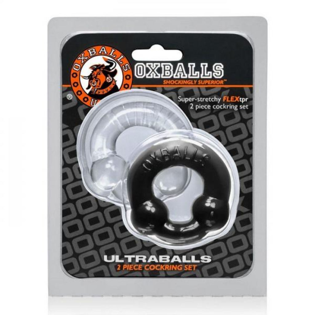 Oxballs Ultraballs Cock Rings - Black & Clear 2 Pack