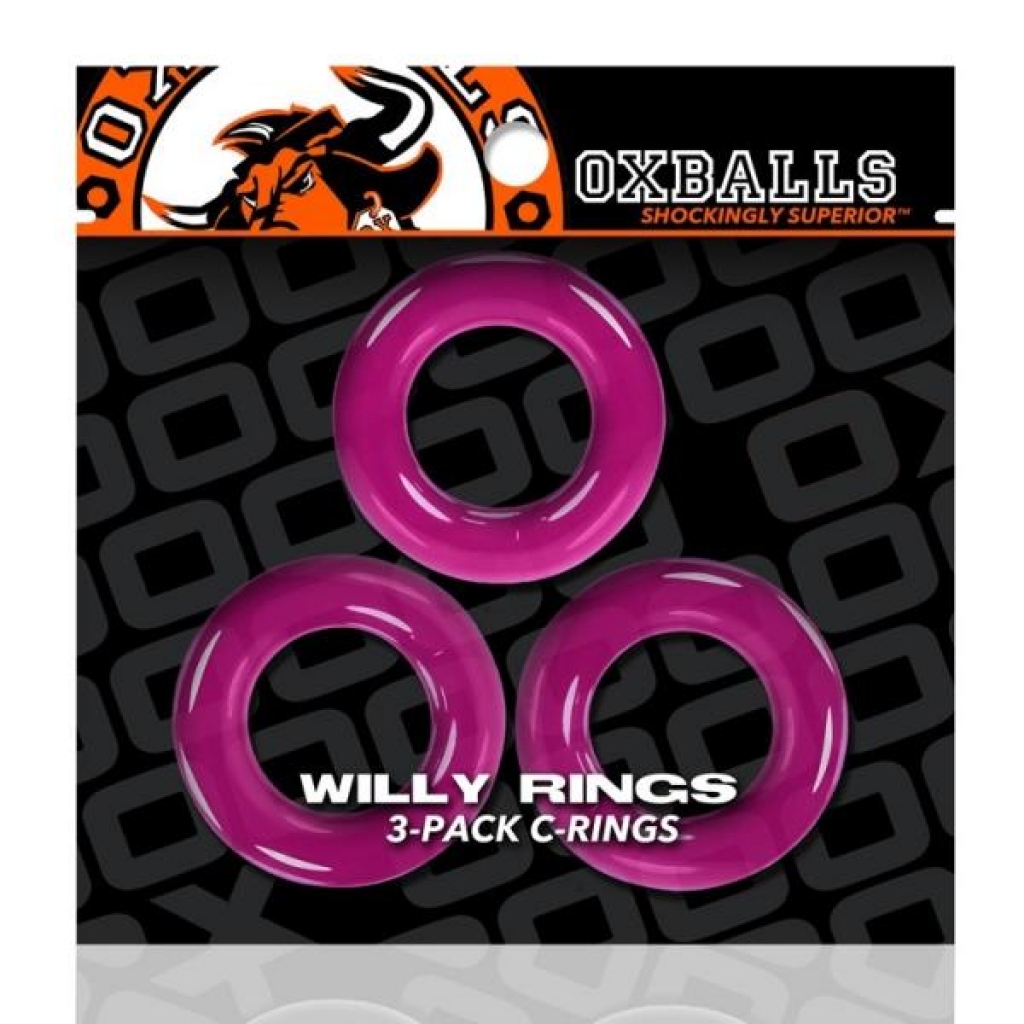 Willy Rings 3 Pack Cockrings - Super Stretchy - Hot Pink