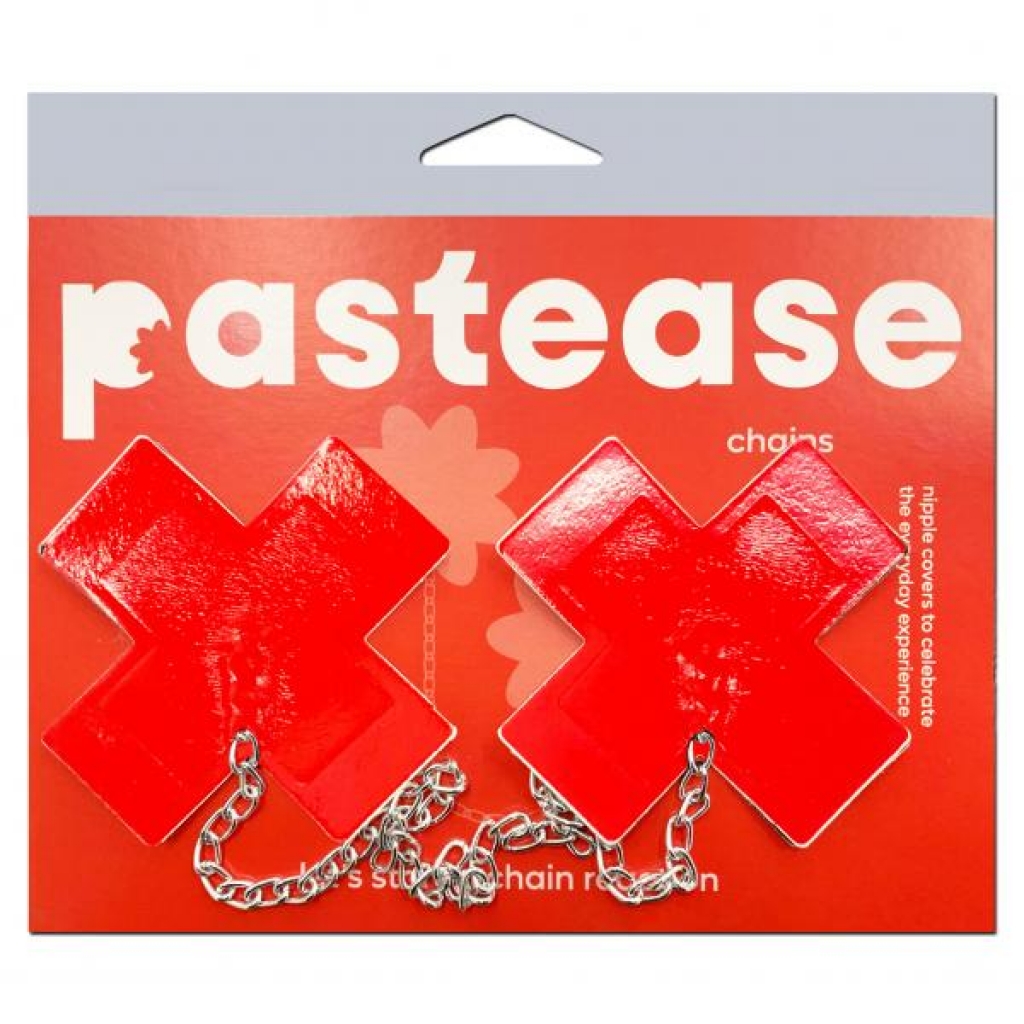 Pastease Faux Latex Red Plus X with Chunky Silver Chain