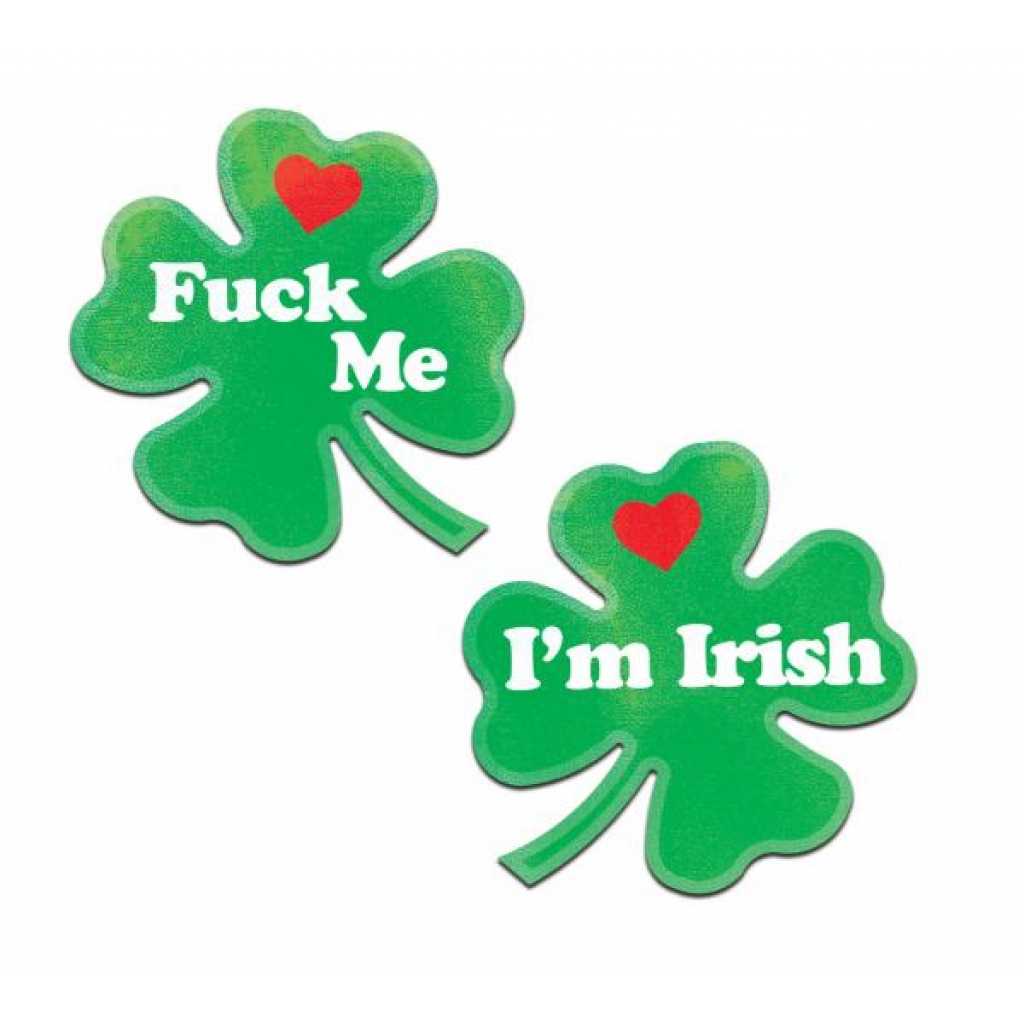 Pastease Clover Fuck Me I'm Irish Nipple Pasties Green