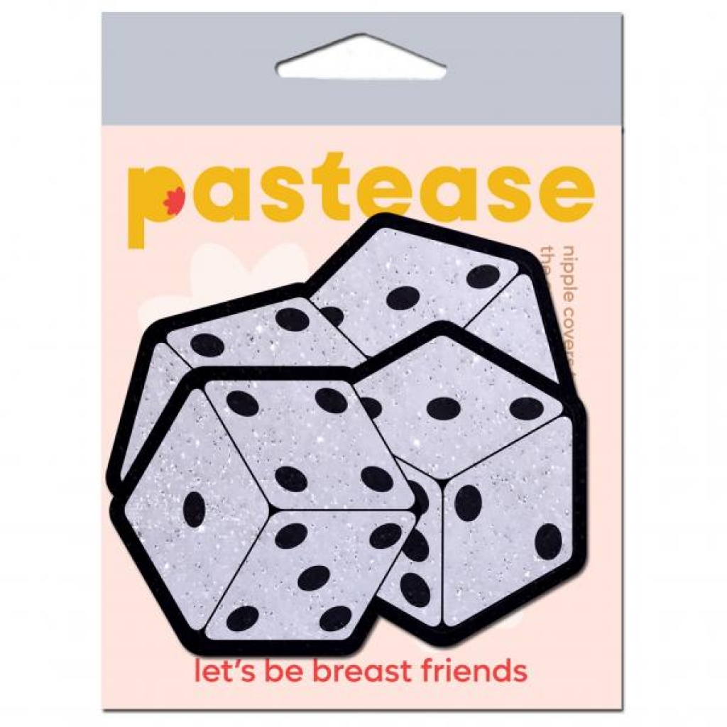 Pastease Pair of Fuzzy Dice Nipple Covers in White