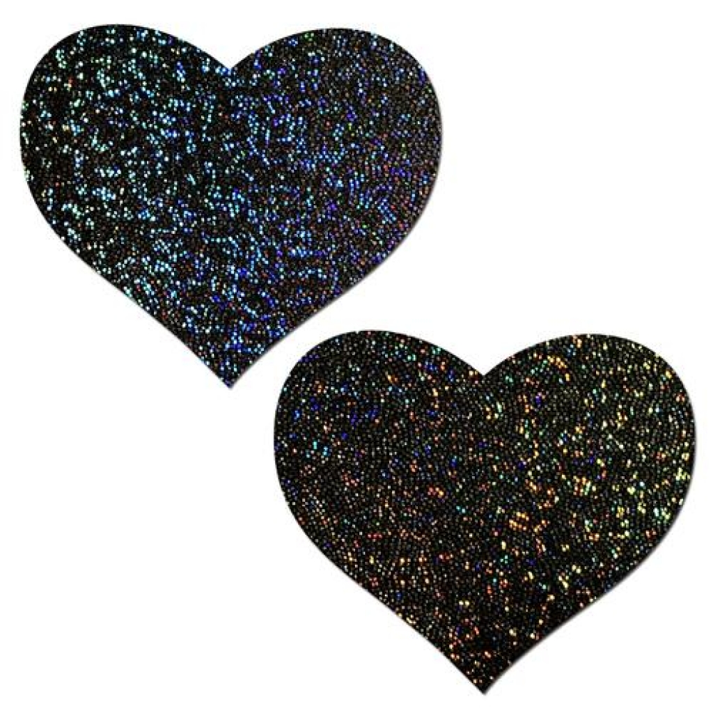 Pastease Glitter Heart Nipple Pasties - Black