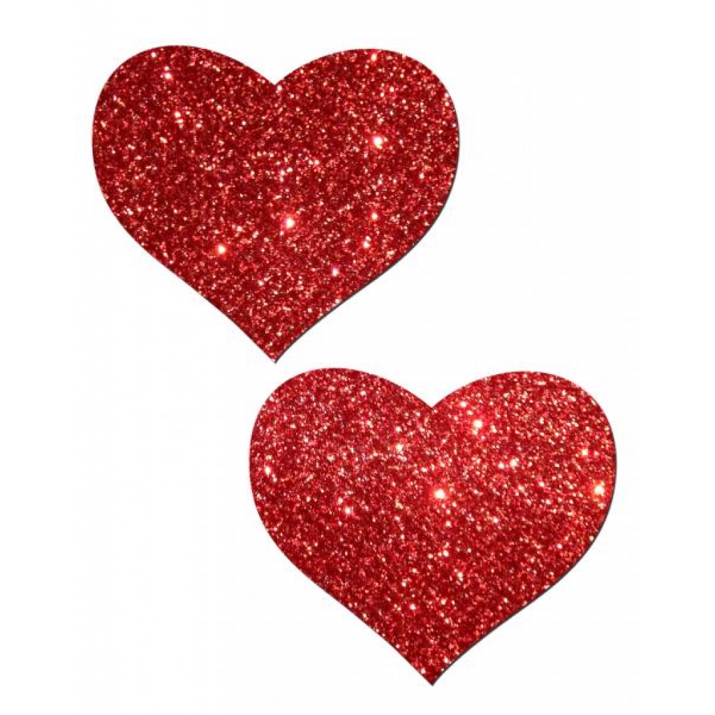 Heart Red Glitter Pasties - One Size Fits Most