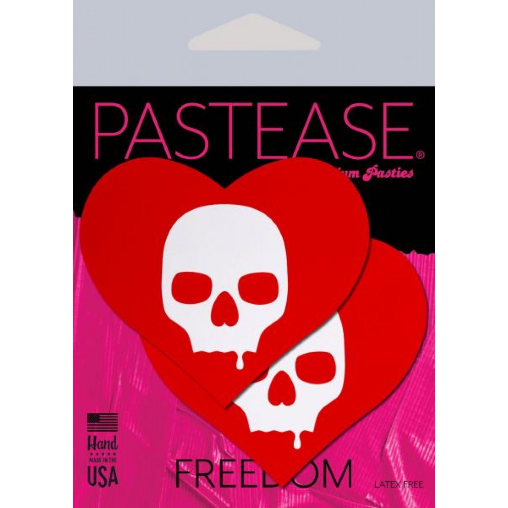 Chic Pastease Sullen Skull Red Hearts Nipple Pasties