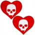 Chic Pastease Sullen Skull Red Hearts Nipple Pasties